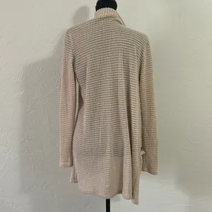 Cream Waffle Knit Open-Front Cardigan Sweater thumbnail 4