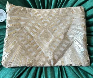 Sequin Pouch NWT Tan thumbnail 1
