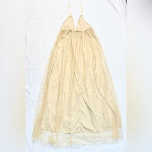Beginning Boutique NWOT Faeriesty V-Neck Glitter Maxi Dress – Champagne/Gold – L thumbnail 8