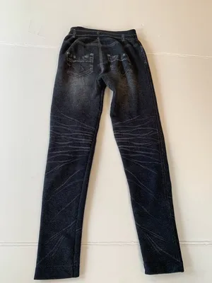 Women’s XS / Small Faux Black Denim Stretch Leggings Lounge Pants thumbnail 4
