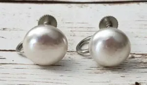 Vintage Screw On Earrings - Pearlescent 0.5" thumbnail 1
