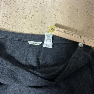 Eddie Bauer Gray 100% Wool Wrap Mini Dark Academia Skirt Lined‎ Size 14 Preppy thumbnail 6
