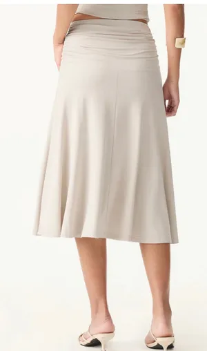 OGLmove Lyocell Blend Volume Midi Skirt Fog Beige Size XL New With Tags thumbnail 1