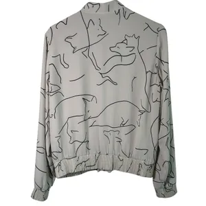 Aritzia Babaton Gilroy Bomber Jacket Sz M Fox Print Abstract Zip Up thumbnail 3
