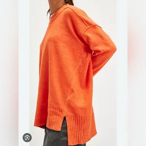 Free people phoebe orange pullover tunic sweater large thumbnail 2