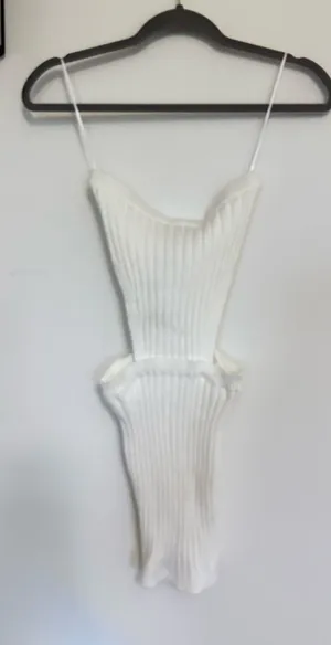 NWT Princess Polly White Olia Mini Dress Sweater Ribbed Strapless Cutout Size XS thumbnail 1