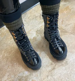 Plaid Boots Black Size 9 thumbnail 1