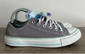Converse All Star Double Tongue Ox Women’s Shoe Grey Blues Size 8 #776 thumbnail 1