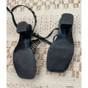 Zara Black Studded Ankle Wrap Sandals Size 38 / 7 or 7.5 thumbnail 4