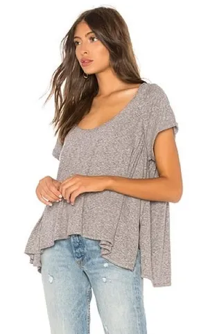 We The Free Free People Nori Relaxed Tee Gray Flowing Swing Top Size Small thumbnail 1