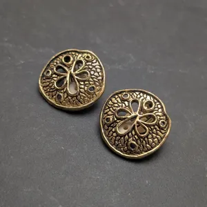 Vintage Clip On Earrings - Large Sand Dollar Beach Theme Statement Earrings thumbnail 3