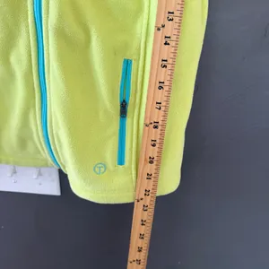 Talbots Womens Petite‎ Small Neon Lime Yellow Full Zip Fleece Vest Outdoor thumbnail 8