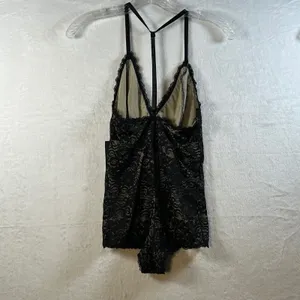 Lulus Black Lace Teddy Bodysuit Sheer V Neck Halter‎ Strap Lingerie Size S thumbnail 5