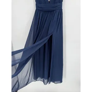 Lulus Maxi Dress Womens S Navy Heavenly Hues Pleated Side Slit Formal Elegant thumbnail 12