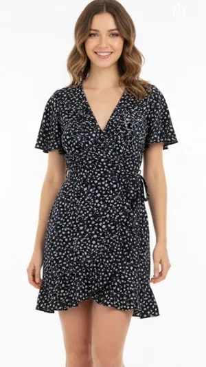 SHEIN flirty floral wrap dress size large thumbnail 1