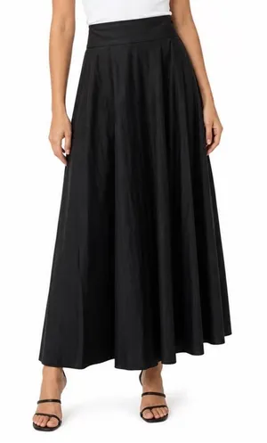SHEIN Black Faux Leather Maxi Skirt High Waist Side Slit A-Line Size 4 thumbnail 1
