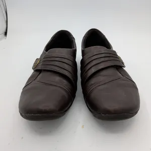 Clarks Artisan Womens 7.5M Brown Leather‎ Ruched Slip On Loafers 26102320 thumbnail 3