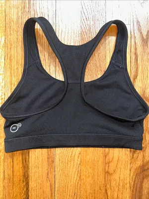 Puma Black Sports Bra with White Outline Logo Small thumbnail 2