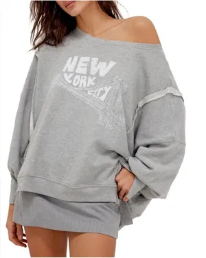 NWT Free People ‎ “New York” Grey Camden Pullover thumbnail 1
