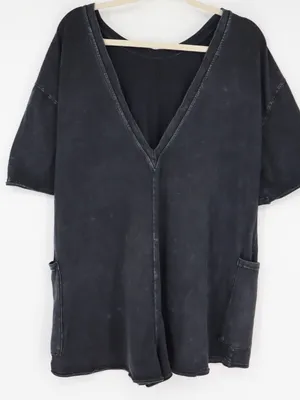FP Movement Hot Shot Tee Romper Women’s M Black Mineral Wash Oversized Pockets thumbnail 10