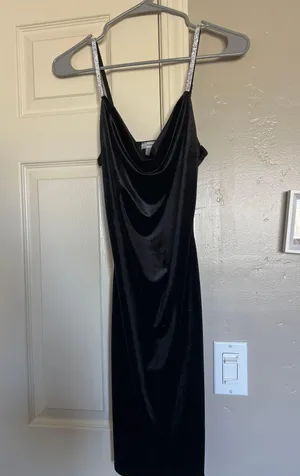 Velvet Mini Dress Black thumbnail 1