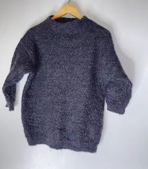 alps fine‎ womens apparel Purple Blue Mohair Blend 3/4 Sleeve Sweater Medium thumbnail 1