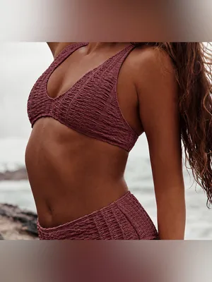 NWT Free People Seea Brasilia Bikini Top - Ripa brown red motif - medium thumbnail 5