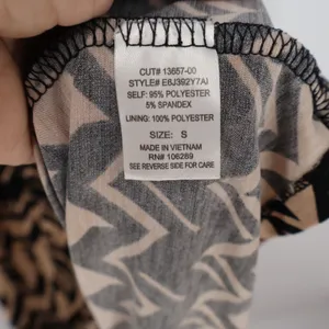 Chevron Print Maxi Dress Sleeveless Elastic Waist Tan Black Geometric S thumbnail 2