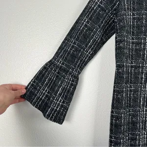 BANANA‎ Republic Tartan Bell Sleeve Dress Gray Sz 6 thumbnail 3