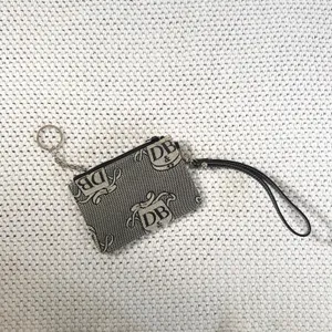 Dooney & Bourke Vtg Black Signature DB Crest Wristlet Coin Purse Wallet Keychain thumbnail 5