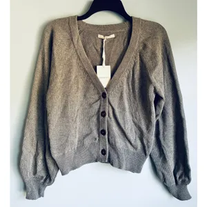 Paneros Greta Cardigan Button Up Gray Large Cotton Cozy Quiet Luxury thumbnail 3