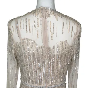 Mac Duggal Rose Gold Sequin Beaded Illusion Trumpet Gown Size 8 NWT FLAWED thumbnail 8