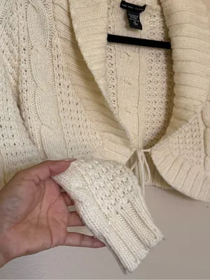 New York & Company Wool Cable Knit Cropped Tie Cardigan Y2K Coquette S thumbnail 4