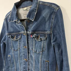 Levi's Blue Denim Button Front Jean Jacket Sz M thumbnail 2
