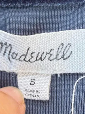 Madewell Midnight Blue Velvet Blouse Shirt Balletcore Women’s Size Small thumbnail 3