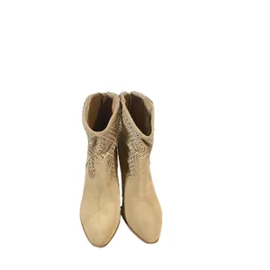 Crown Vintage Women’s Beige Suede Western Wedge Ankle Boots Size 7.5 thumbnail 14