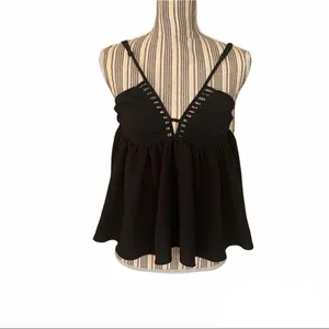 Papaya Medium Casual Black V Neck Blouse thumbnail 3