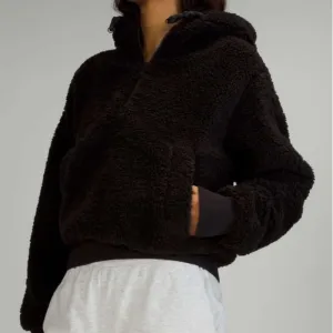 Lululemon Textured Fleece 1/2‎ Zip Black size 4 sherpa hooded thumbnail 12