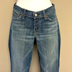 7 for all of Mankind Distressed and Frayed Boycut Button Fly Jeans- Size 27 thumbnail 2