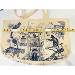 Sézane Paris Canvas Tote Bag Maria Pour Blue Illustrated Paradiso Jungle Print thumbnail 3