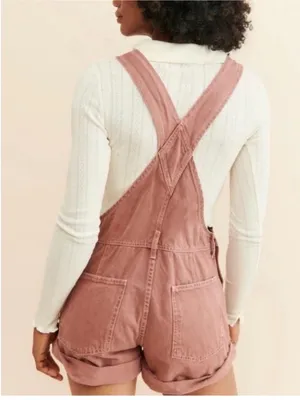 Free People We The Free Ziggy Soft Shortalls Overalls in Brown thumbnail 2