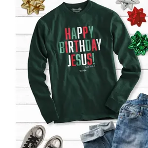 Blessed Girl Womens‎ Long Sleeve T Shirt Happy Birthday Jesus Green Size L thumbnail 6