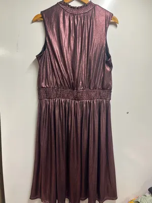 ModCloth Metallic Pink Mock Neck midi short Dress size 1X thumbnail 8