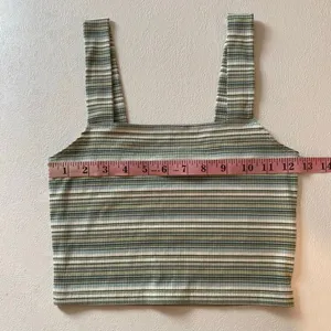 American Eagle Striped Ribbed Crop Tank Top XS Green Square Neck Y2K thumbnail 5