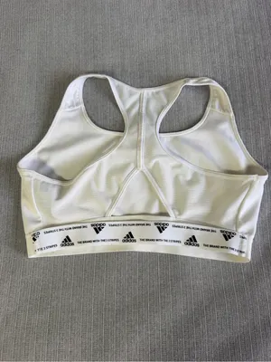 adidas White Sports Bra with Black Logo - Racerback Athletic Bra thumbnail 4