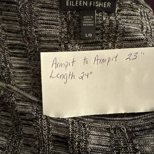 Eileen Fisher Silk Organic Linen Knit Sweater L Black White Textured Boxy Top thumbnail 10