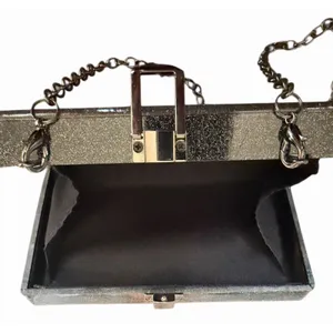 A New Day Black Pearl White Confetti Acrylic Box Clutch Chain Bag thumbnail 15