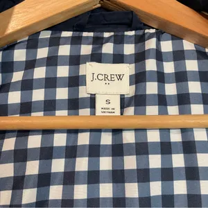 J.Crew Womens S Navy Blue Puffer Zip Up‎ Vest Gingham Print Snap Buttons Preppy thumbnail 12