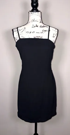 Lulus Black Tie-Back Square Neck Backless Mini Dress Women's Size Medium thumbnail 1