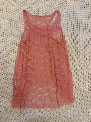 Wallflower Pink Lace Tank Top Crochet Neckline Size L thumbnail 5